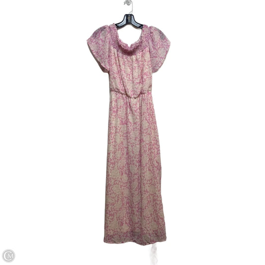 Dress Casual Maxi By Mila Mae In Cream & Pink, Size: L