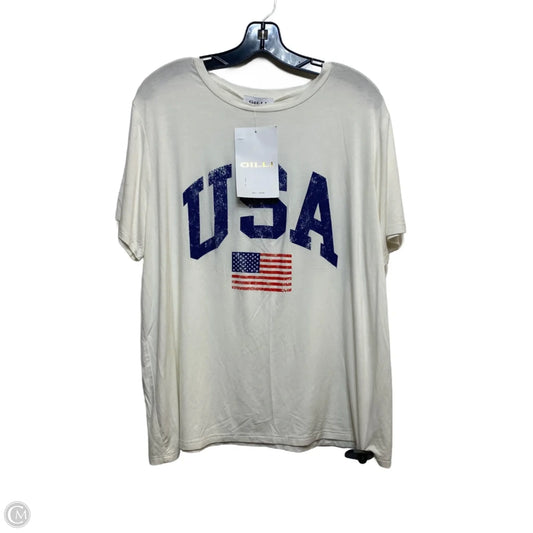 Top Short Sleeve By Gilli In Cream, Size: 1x