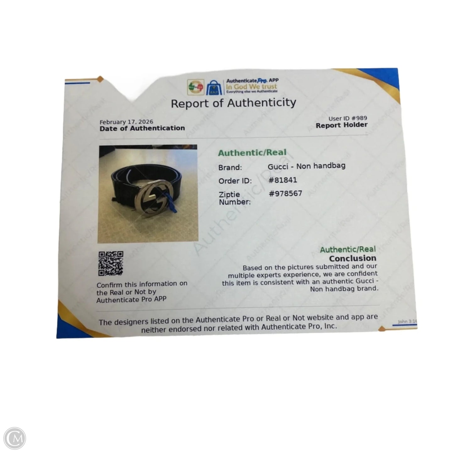 Belt Luxury Designer By Gucci, Size: Small