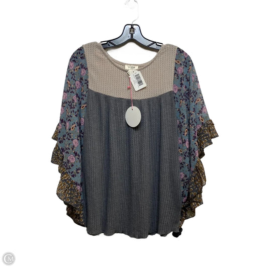 Top Short Sleeve By Umgee In Blue & Grey, Size: S
