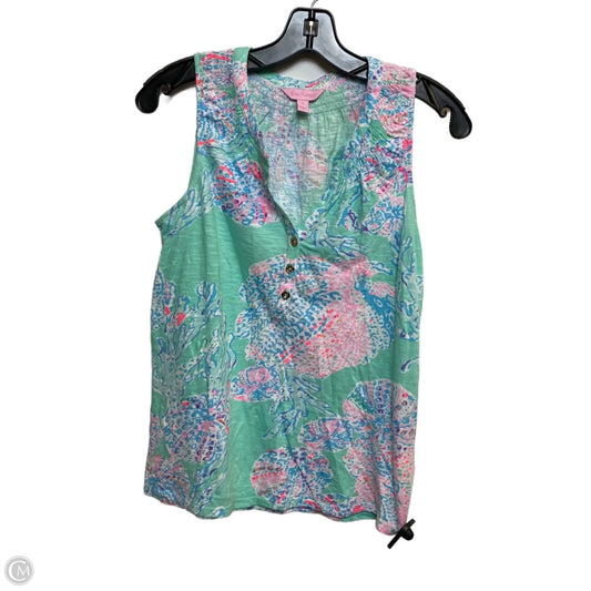 Top Sleeveless Designer By Lilly Pulitzer In Green & Pink, Size: S