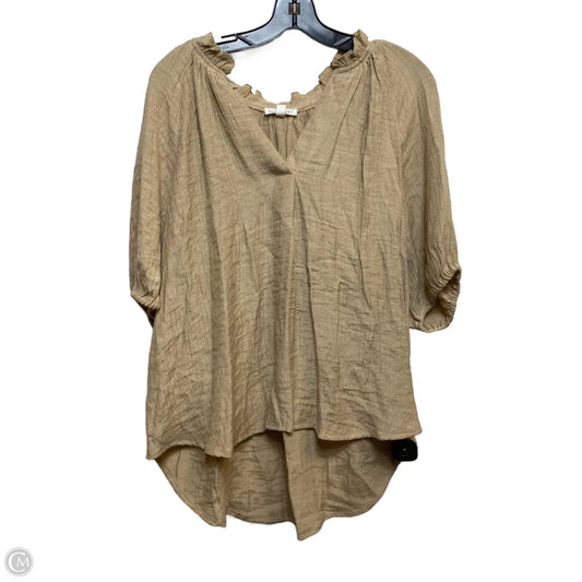 Top Short Sleeve By Blu Pepper In Tan, Size: L