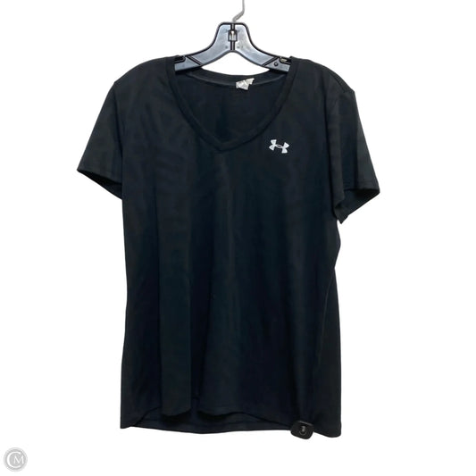 Athletic Top Short Sleeve By Under Armour In Black, Size: L
