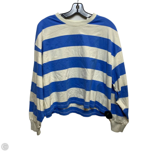 Top Long Sleeve By American Eagle In Blue & Cream, Size: M