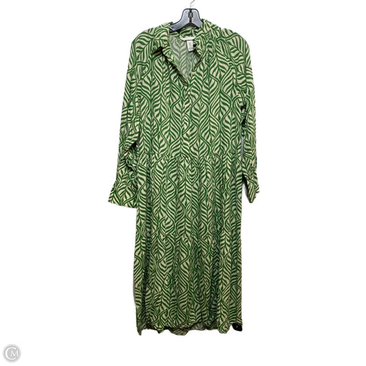 Dress Casual Midi By H&m In Cream & Green, Size: M