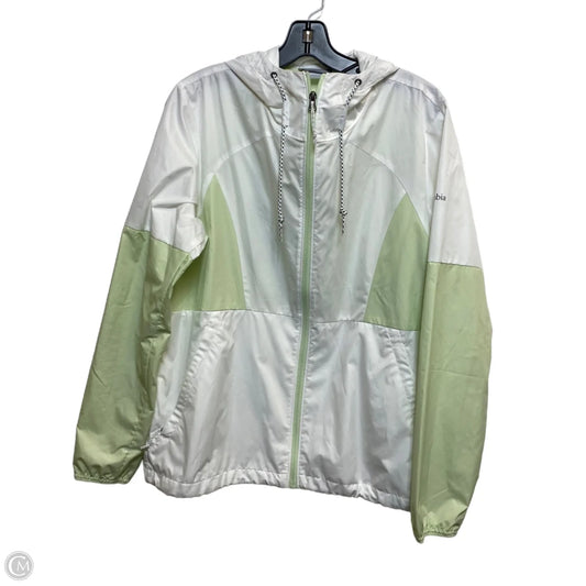 Jacket Windbreaker By Columbia In Green & White, Size: L