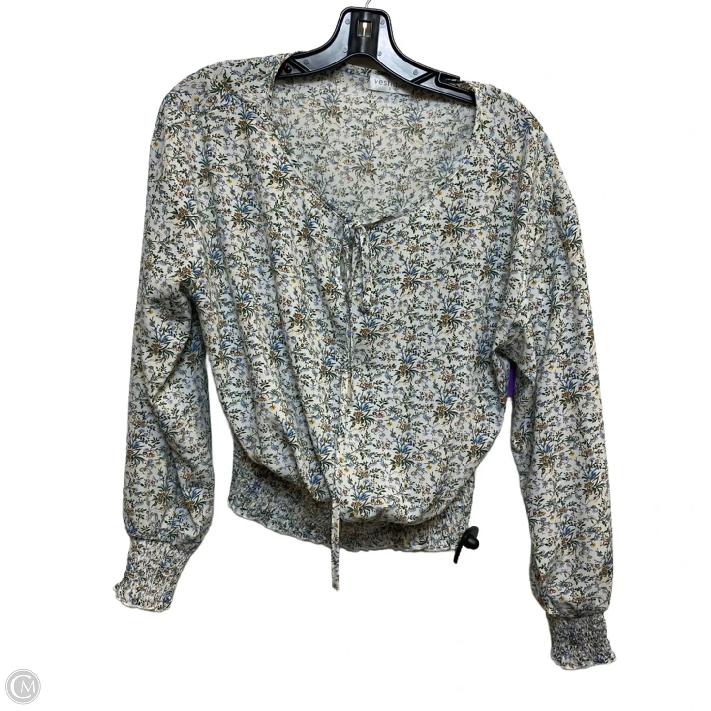 Top Long Sleeve By Vestique In Green & White, Size: S