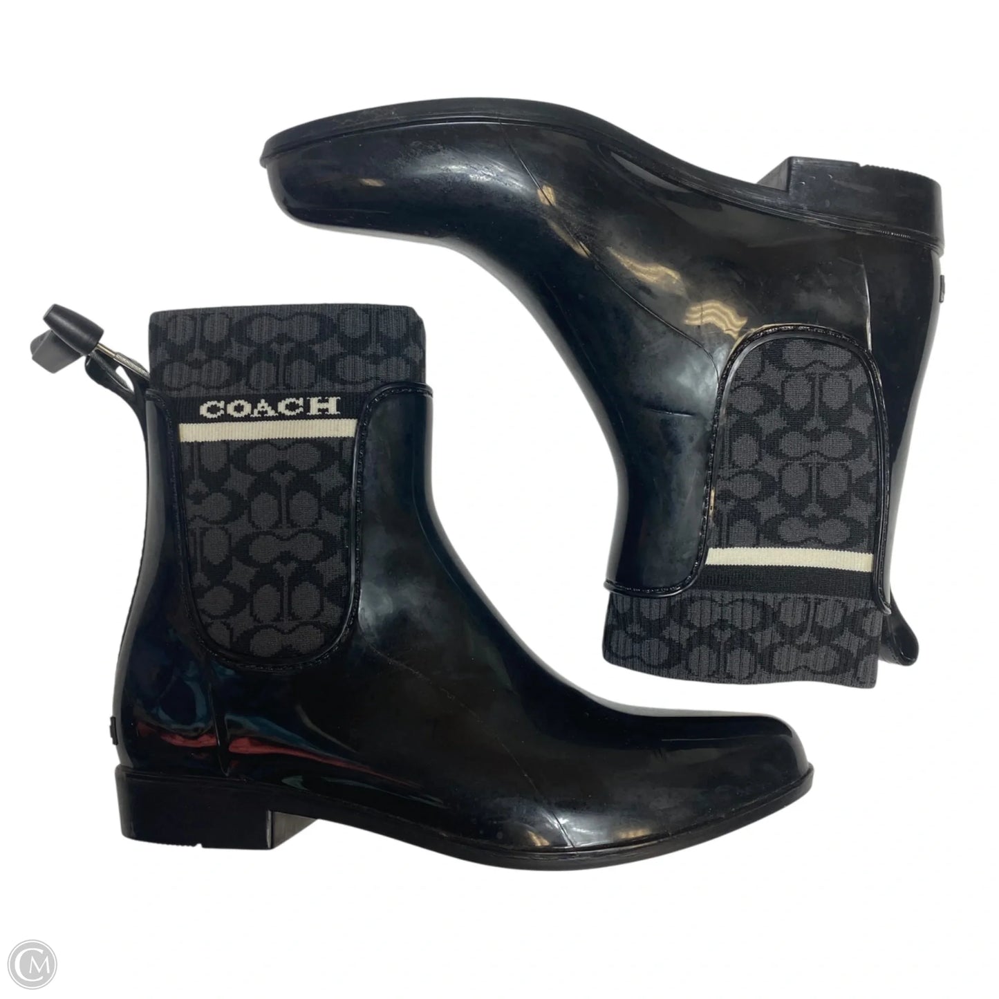 Boots Designer By Coach In Black & Grey, Size: 9