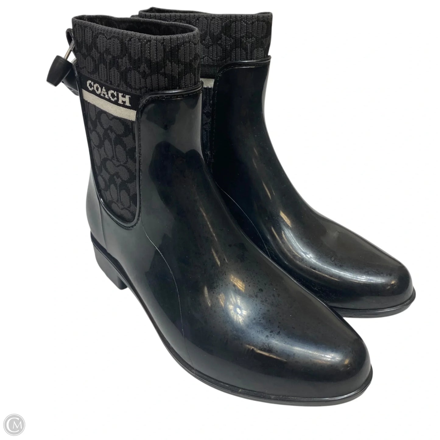 Boots Designer By Coach In Black & Grey, Size: 9