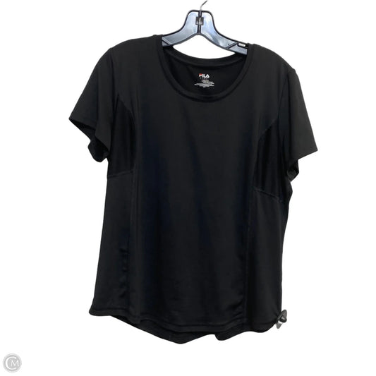 Athletic Top Short Sleeve By Fila In Black, Size: S