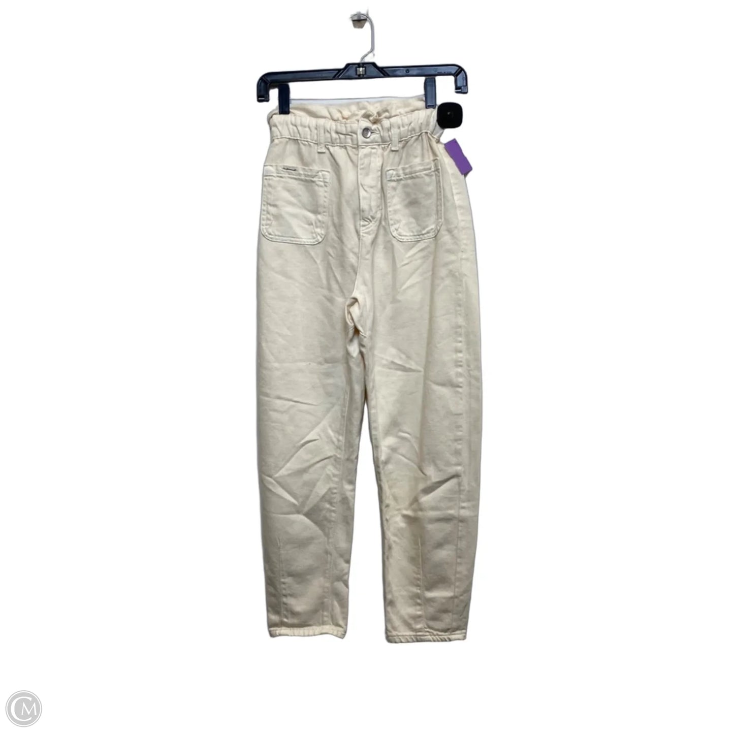 Jeans Straight By Zara In Cream Denim, Size: 2