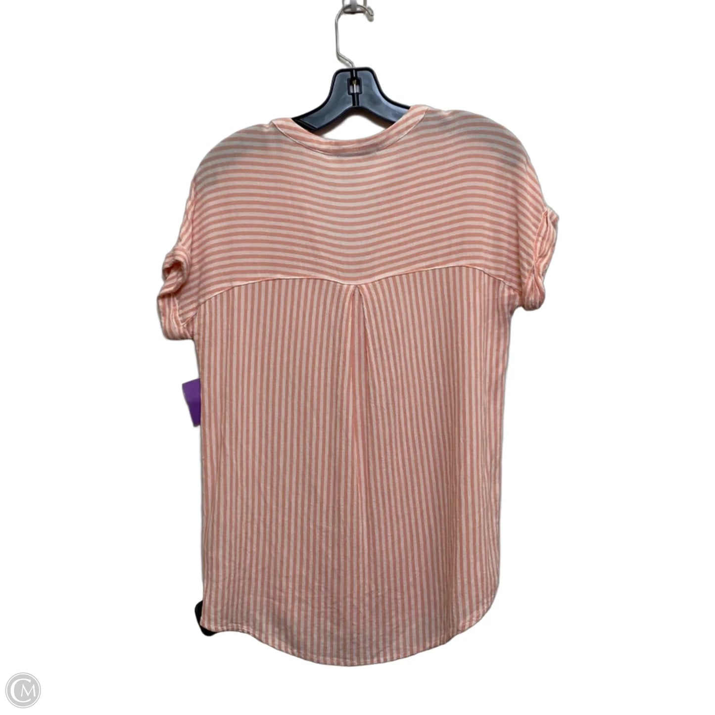 Top Short Sleeve By Beachlunchlounge In Pink & White, Size: S