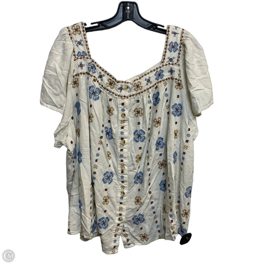 Top Short Sleeve By Torrid In Blue & Cream, Size: 4x