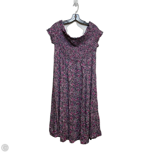 Dress Casual Midi By Harper + Zoe In Black & Pink, Size: 2x