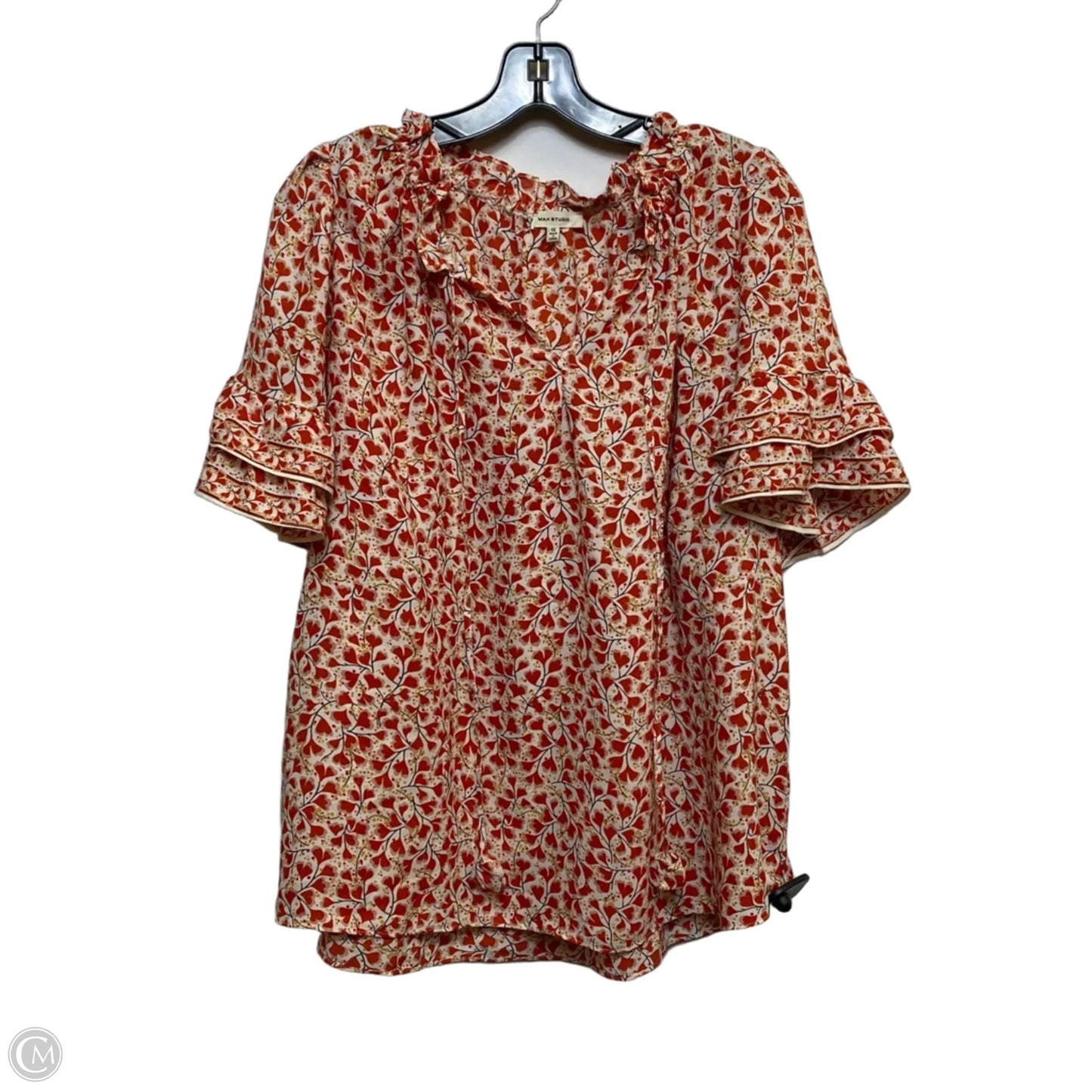 Blouse Short Sleeve By Max Studio In Cream & Red, Size: 1x