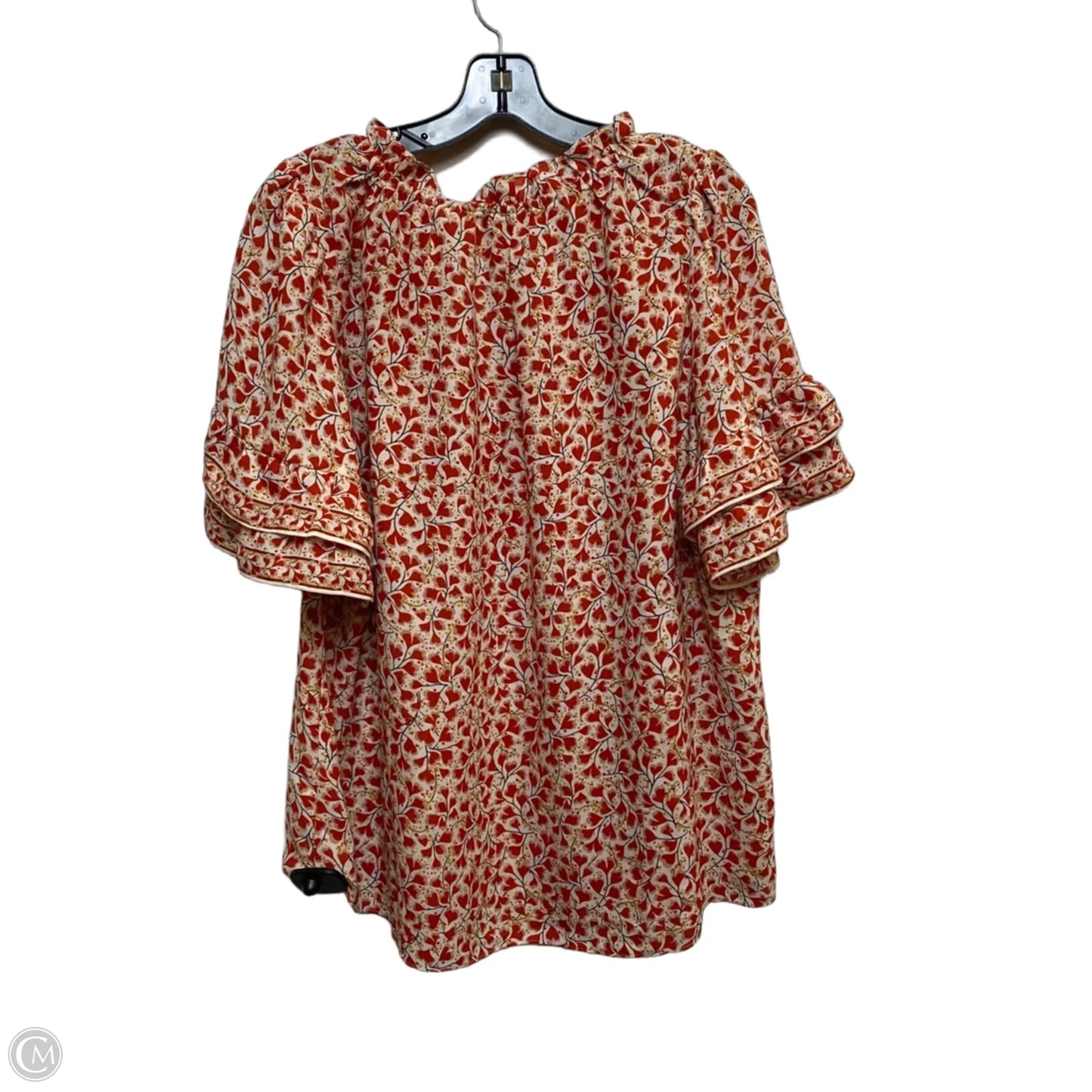 Blouse Short Sleeve By Max Studio In Cream & Red, Size: 1x