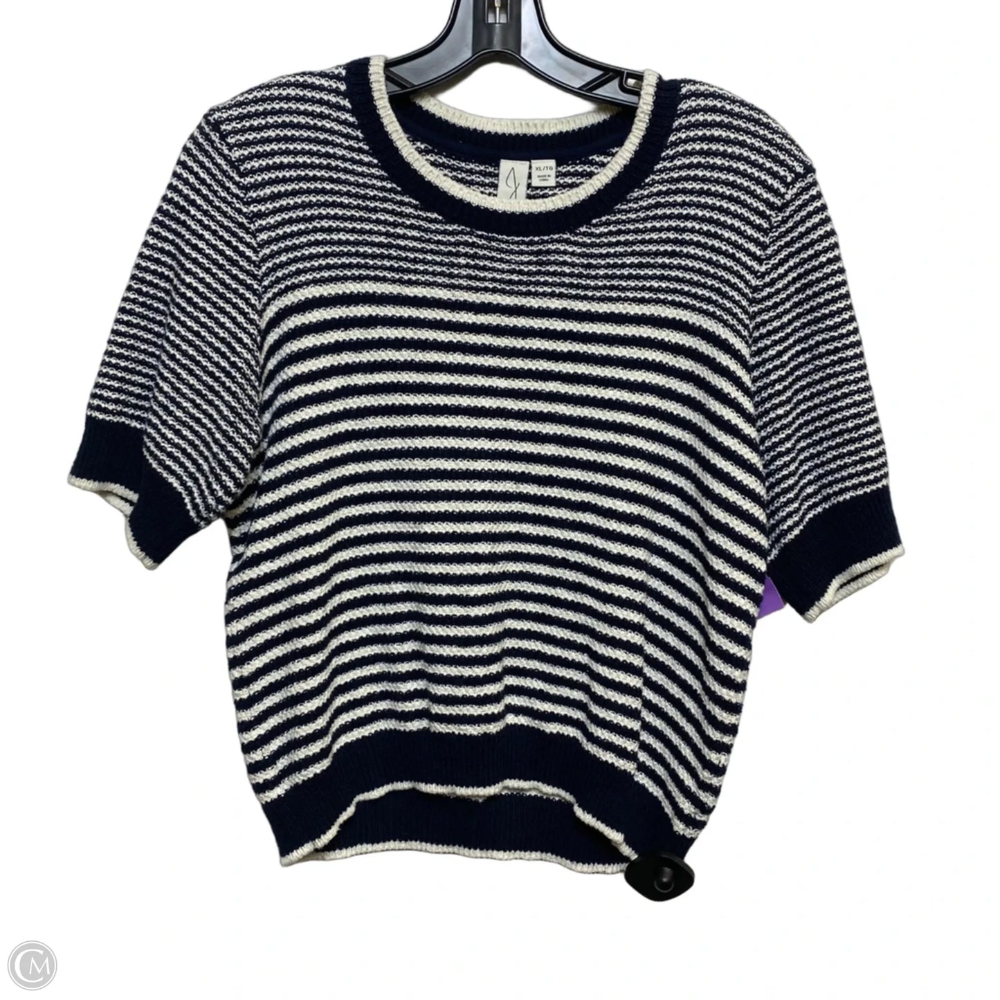 Top Short Sleeve By Joie In Blue & Cream, Size: Xl