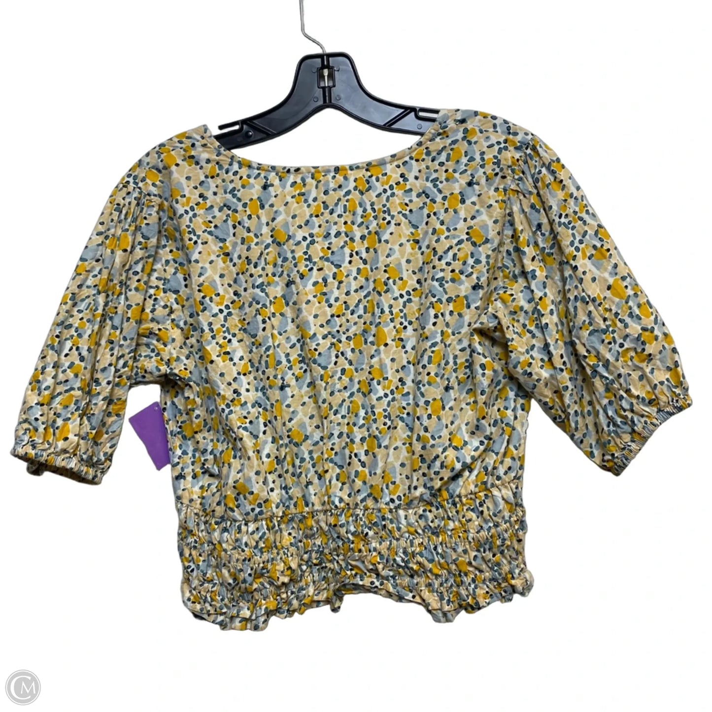 Top Short Sleeve By Sim & Sam In Blue & Yellow, Size: L