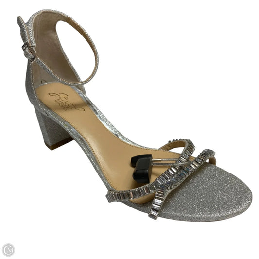 Sandals Designer By Badgley Mischka In Silver, Size: 9.5