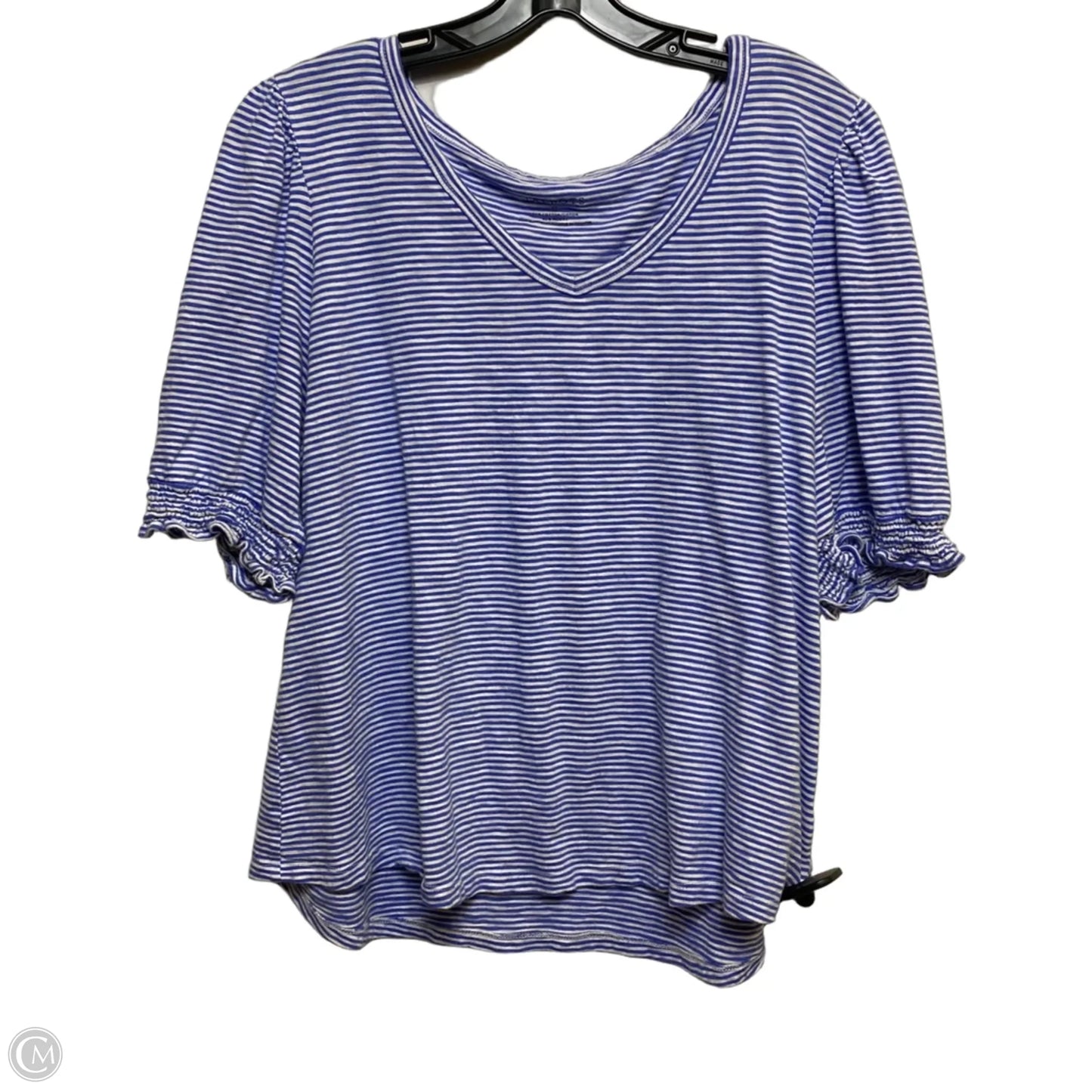 Top Short Sleeve By Talbots In Blue & White, Size: Xl