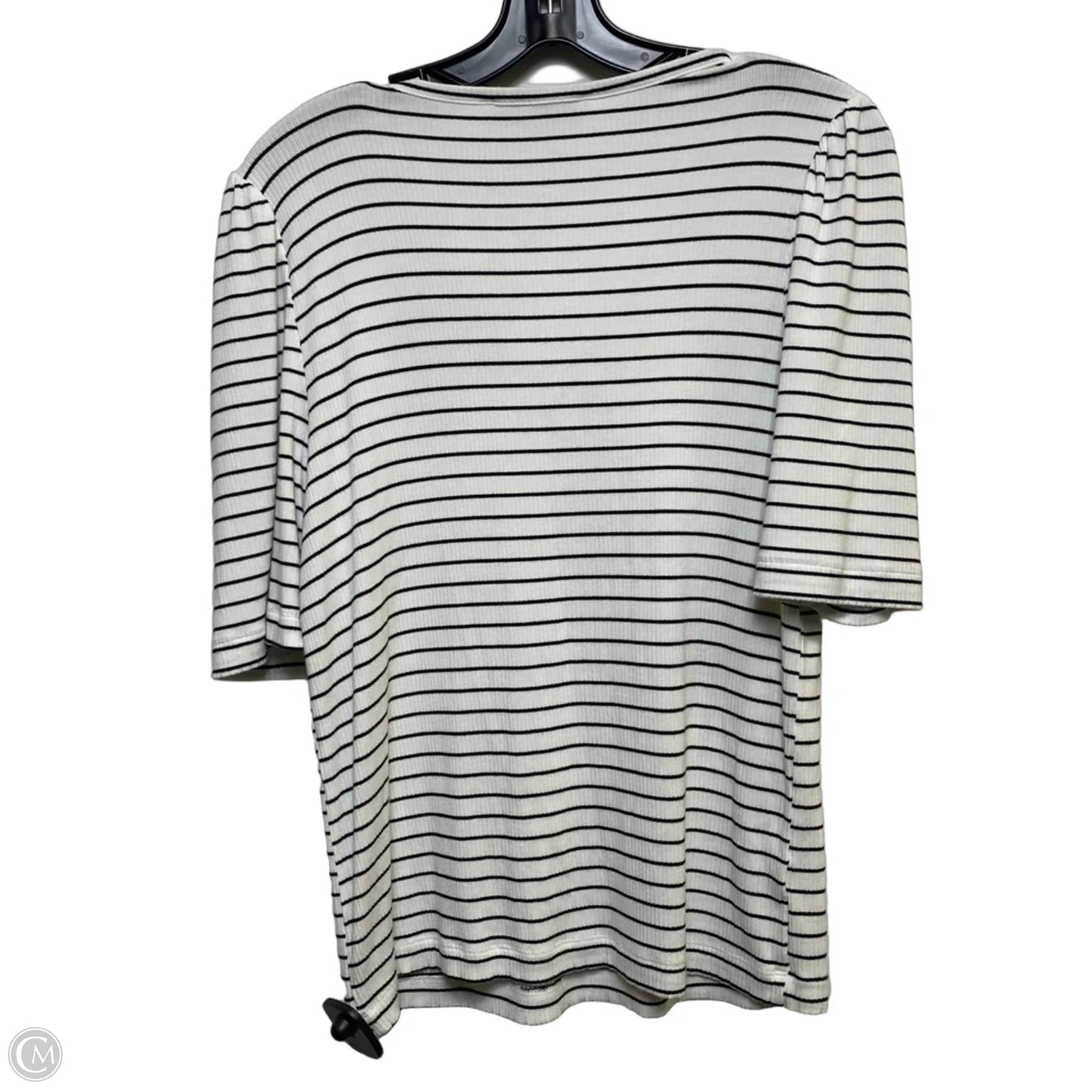 Top Short Sleeve By Loft In Black & White, Size: L