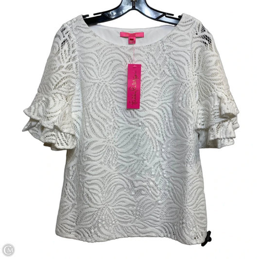 Top Short Sleeve Designer By Lilly Pulitzer In White, Size: S
