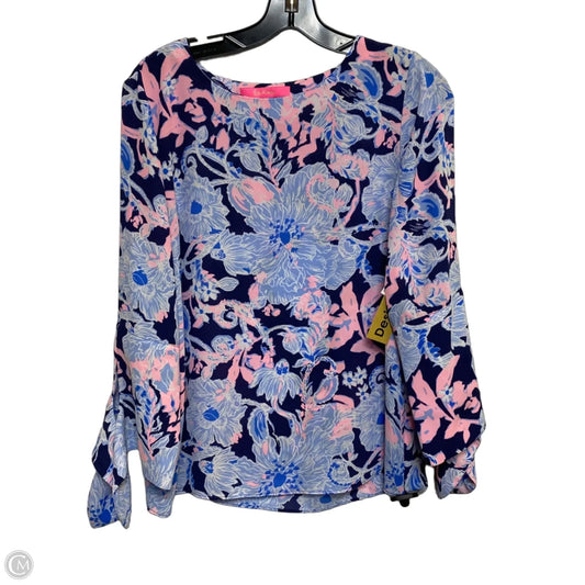 Blouse Designer By Lilly Pulitzer In Blue & Pink, Size: S