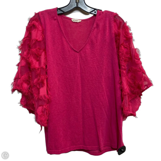 Top Short Sleeve By Andthewhy In Pink, Size: S