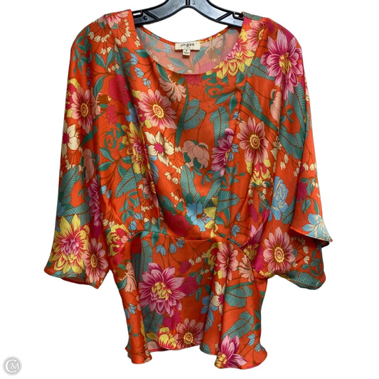 Top Short Sleeve By Umgee In Green & Orange, Size: M