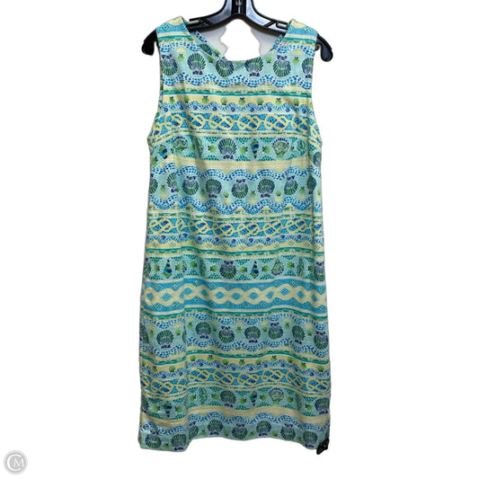 Dress Casual Midi By Talbots In Green & Yellow, Size: L