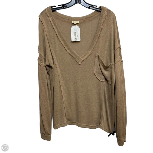 Top Long Sleeve By Pol In Brown, Size: L