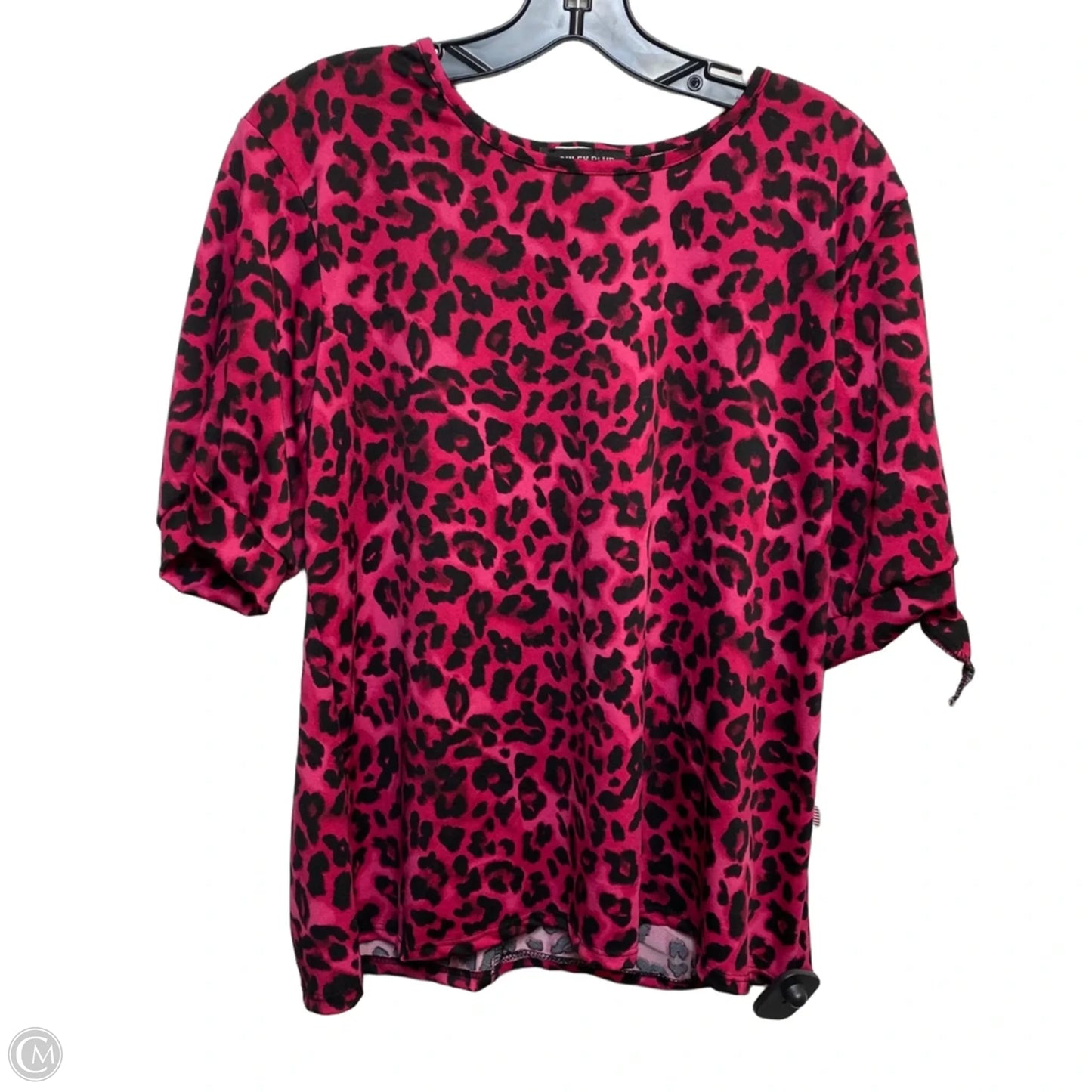 Top Short Sleeve By Ashley Blue In Black & Pink, Size: 1x