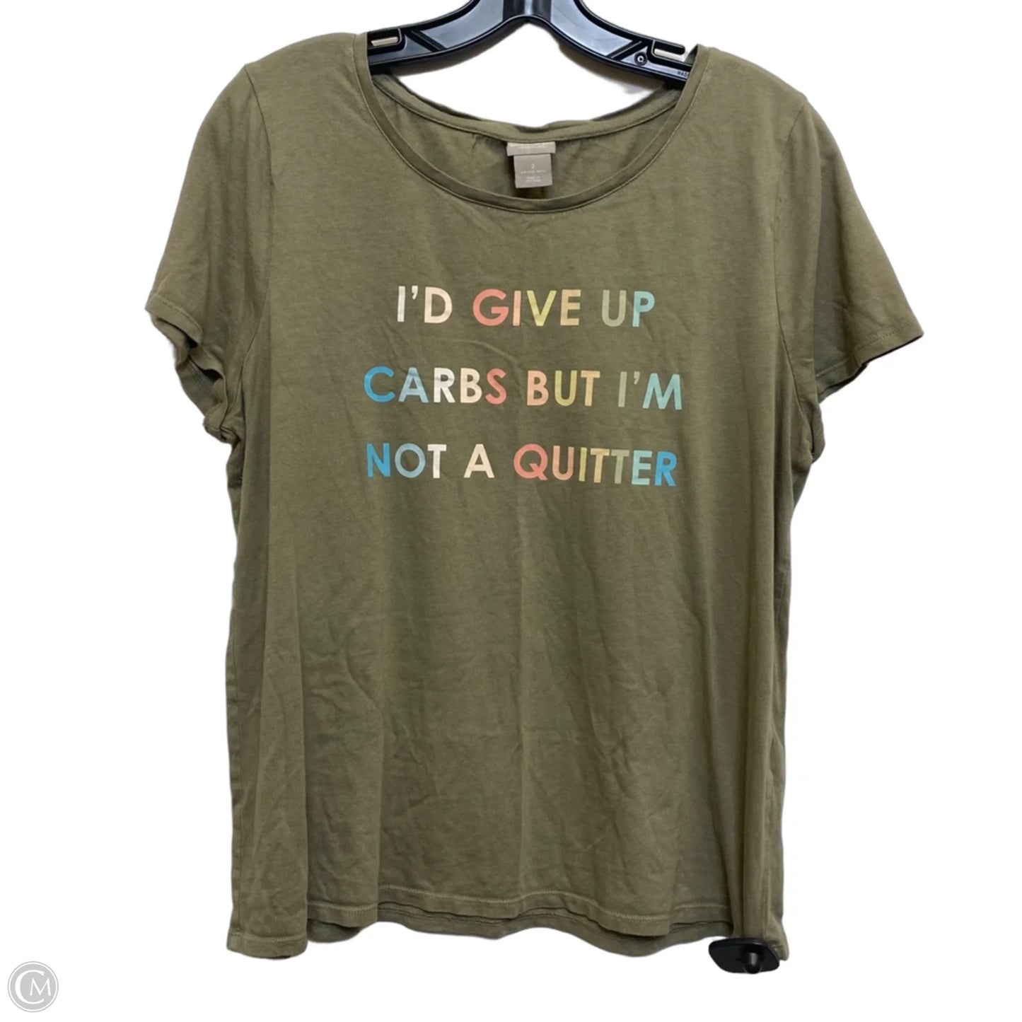 Top Short Sleeve By Chicos In Green, Size: L