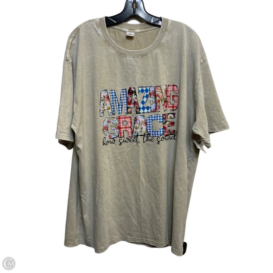 Top Short Sleeve By Cme In Tan, Size: 2x