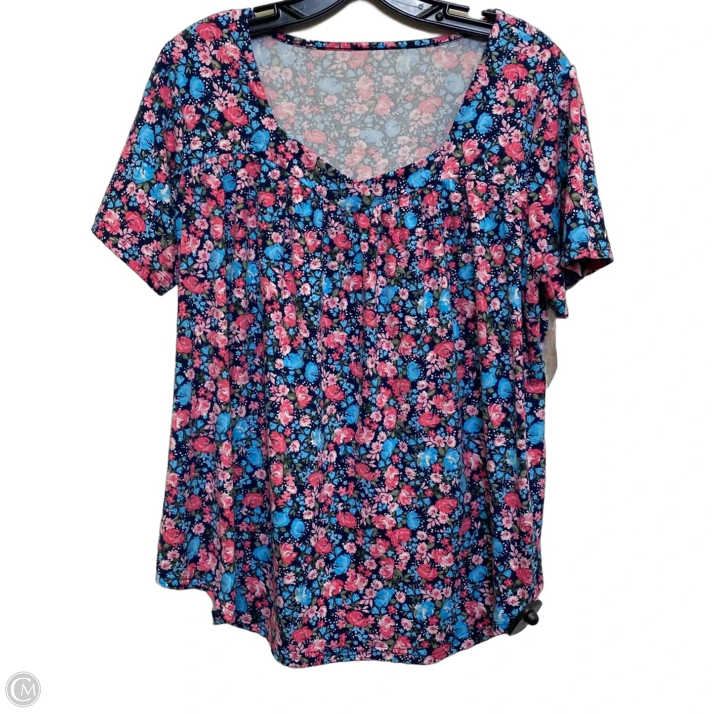 Top Short Sleeve By Cmf In Blue & Pink, Size: L