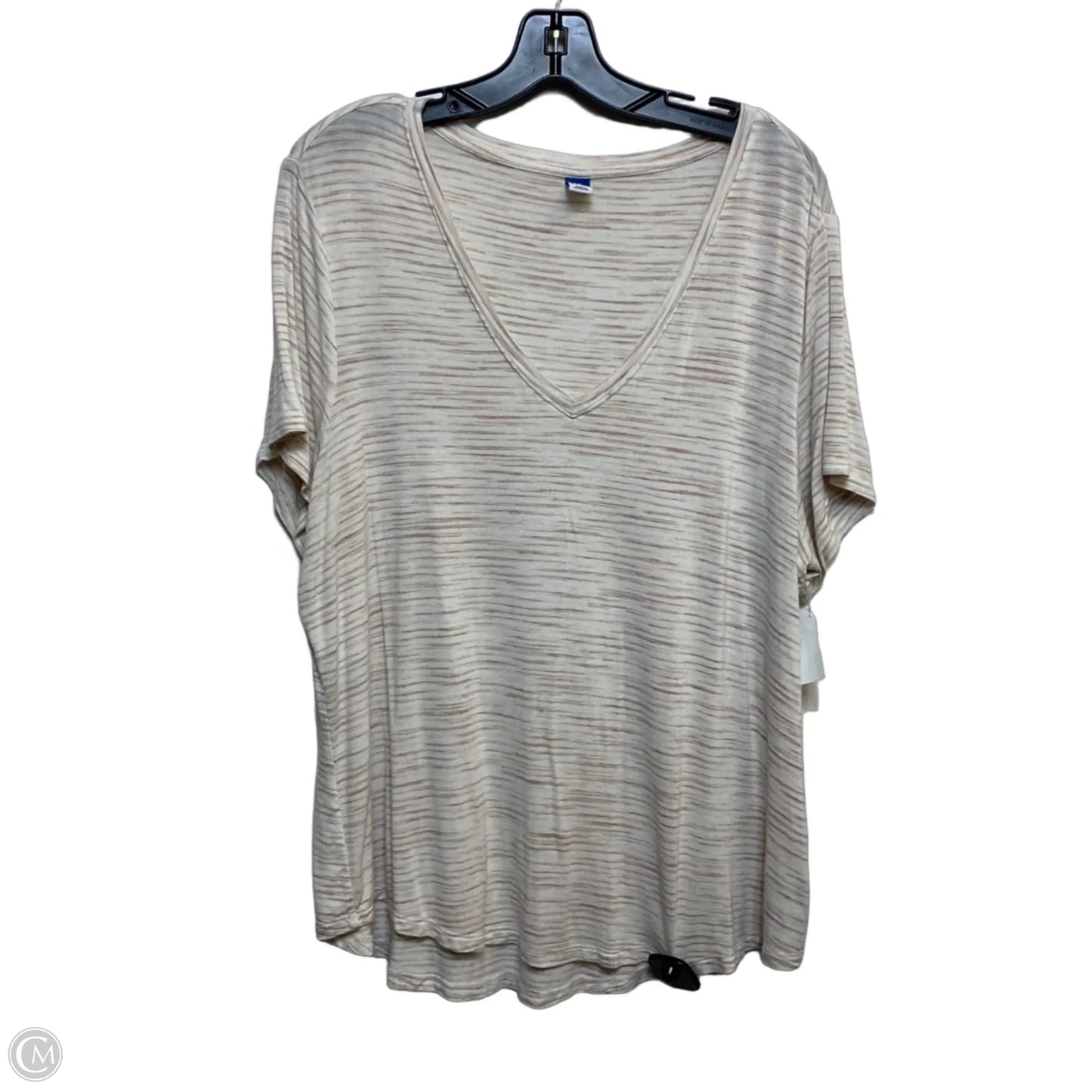 Top Short Sleeve Basic By Old Navy In Cream & Pink, Size: Xl