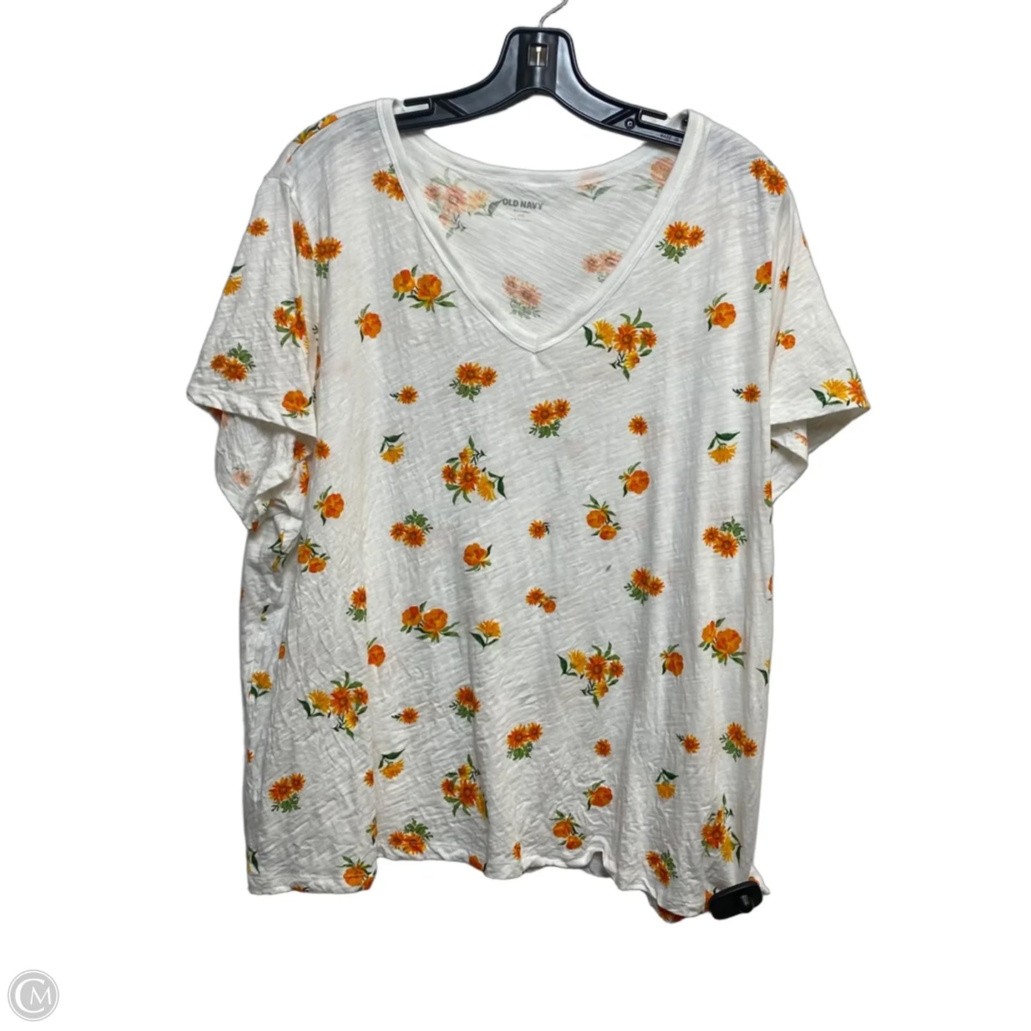 Top Short Sleeve Basic By Old Navy In Orange & White, Size: Xxl