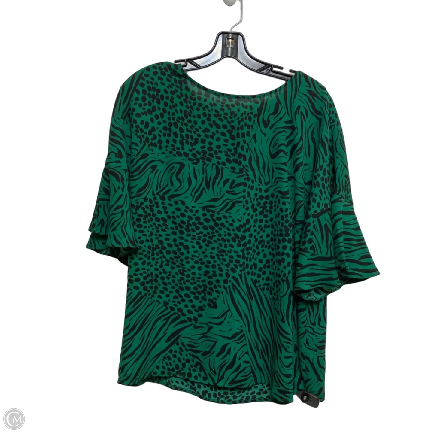 Blouse Short Sleeve By Clothes Mentor In Black & Green, Size: S