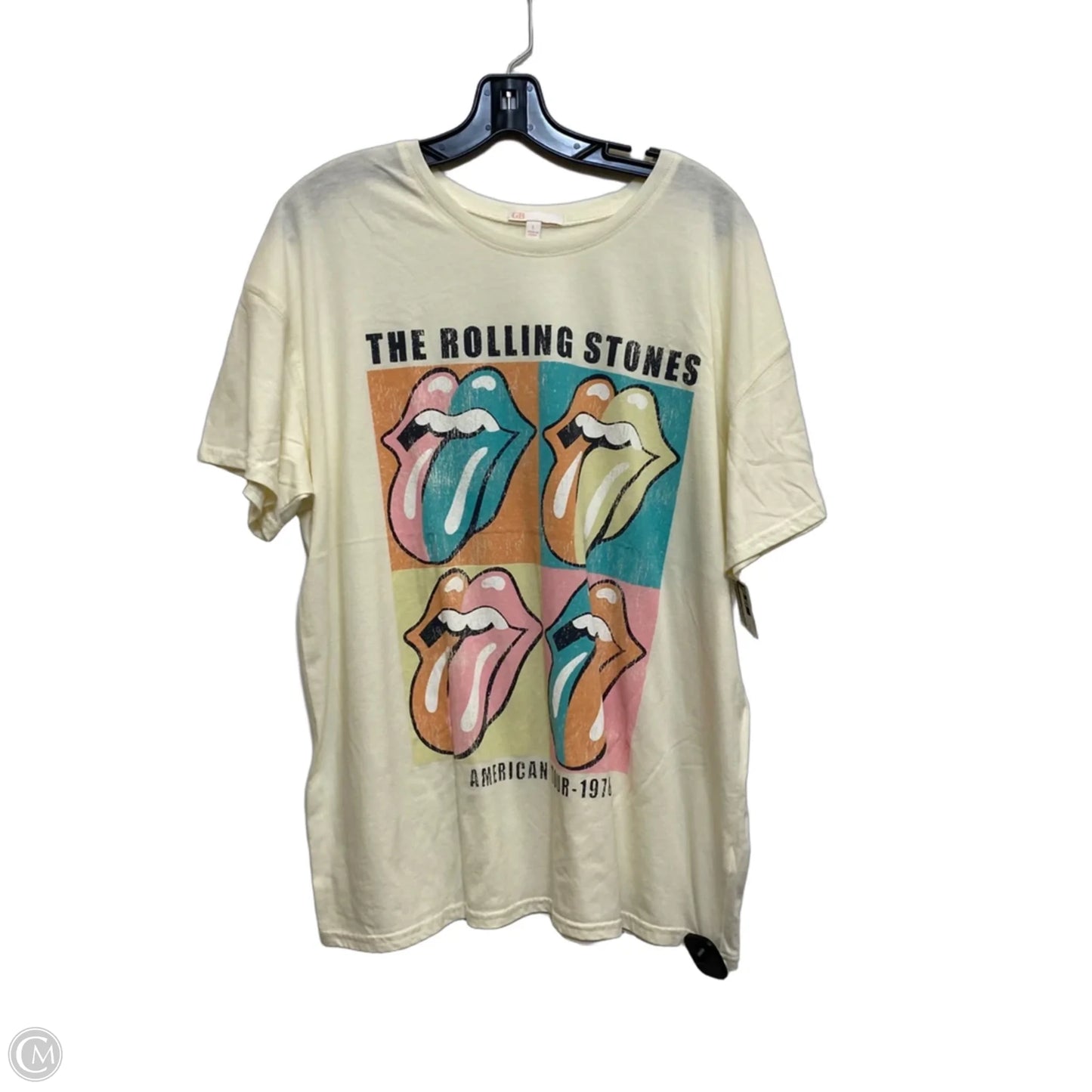 Top Short Sleeve By Gianni Bini In Cream, Size: L