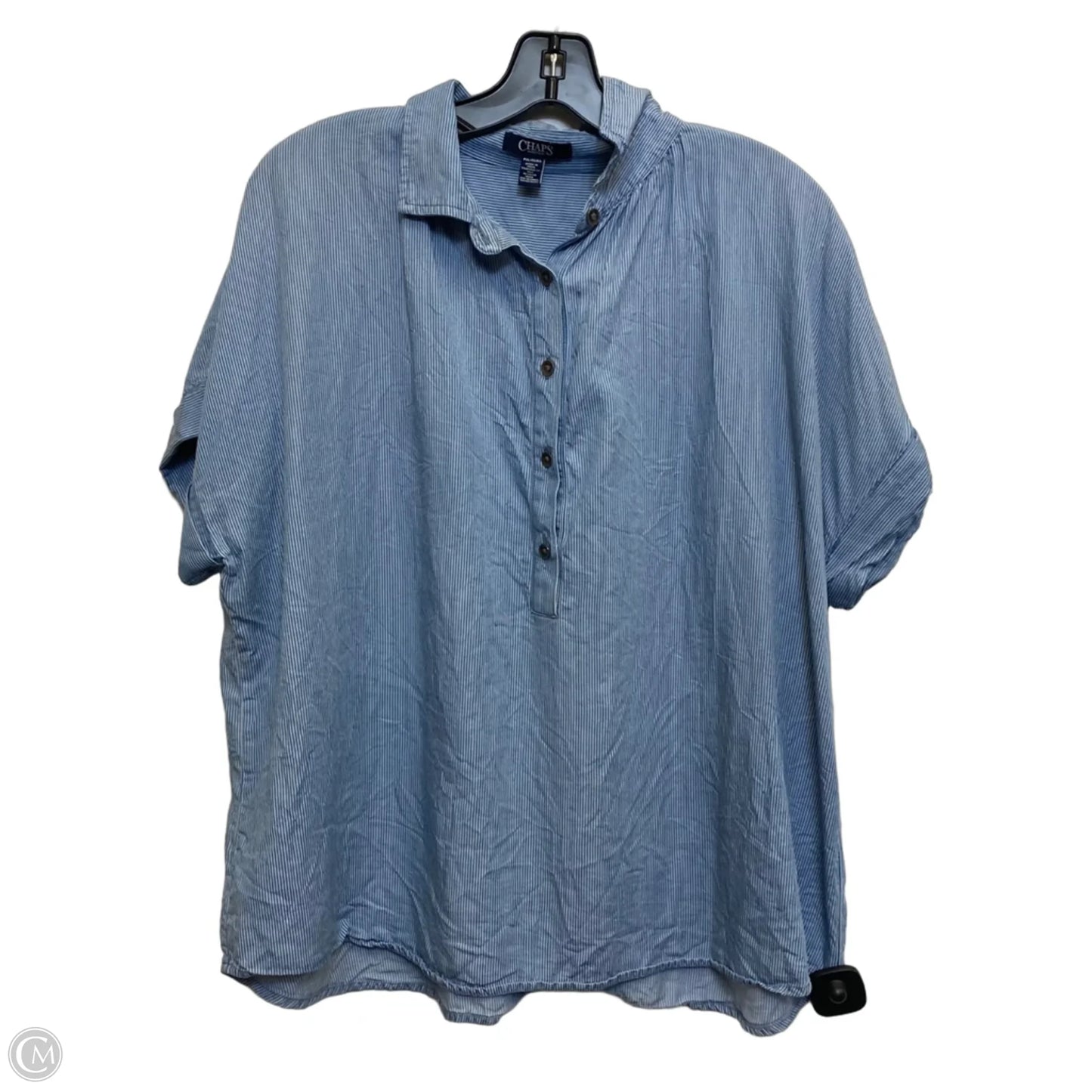 Top Short Sleeve By Chaps In Blue & White, Size: Xlp
