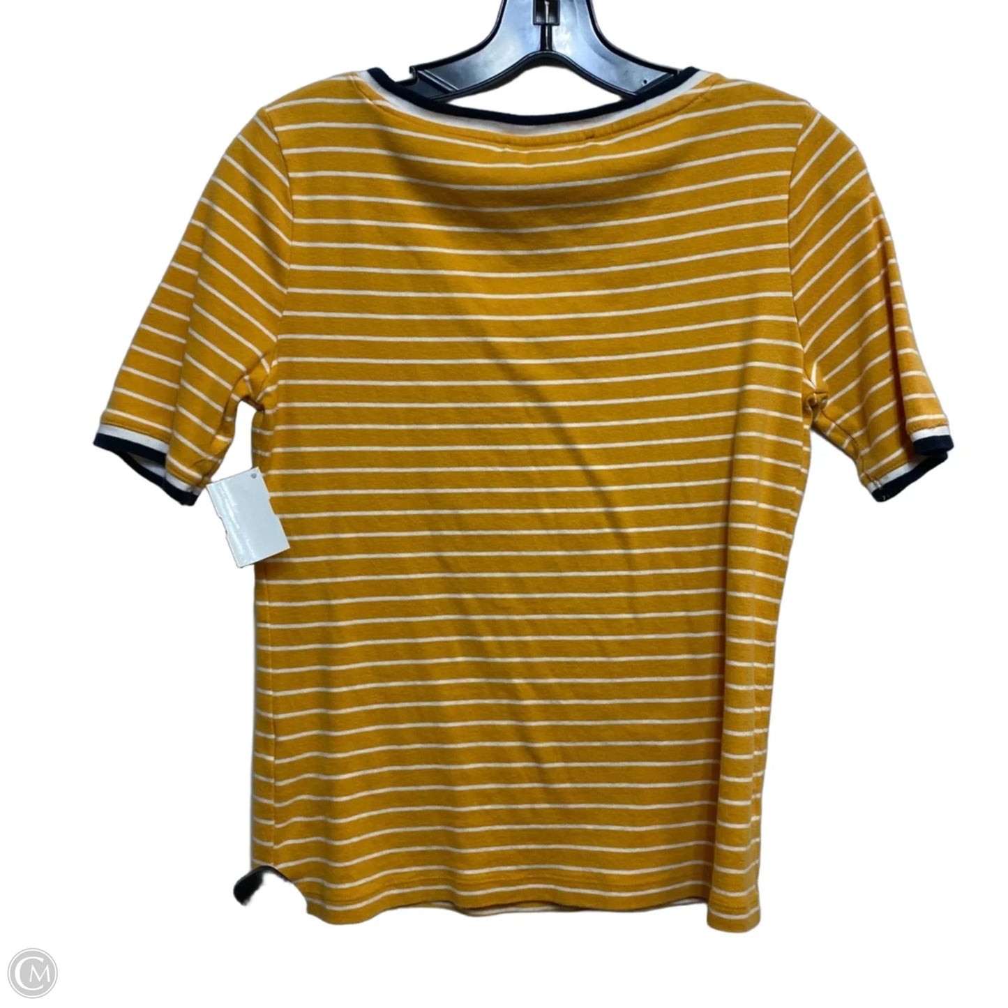 Top Short Sleeve By Tommy Hilfiger In White & Yellow, Size: M