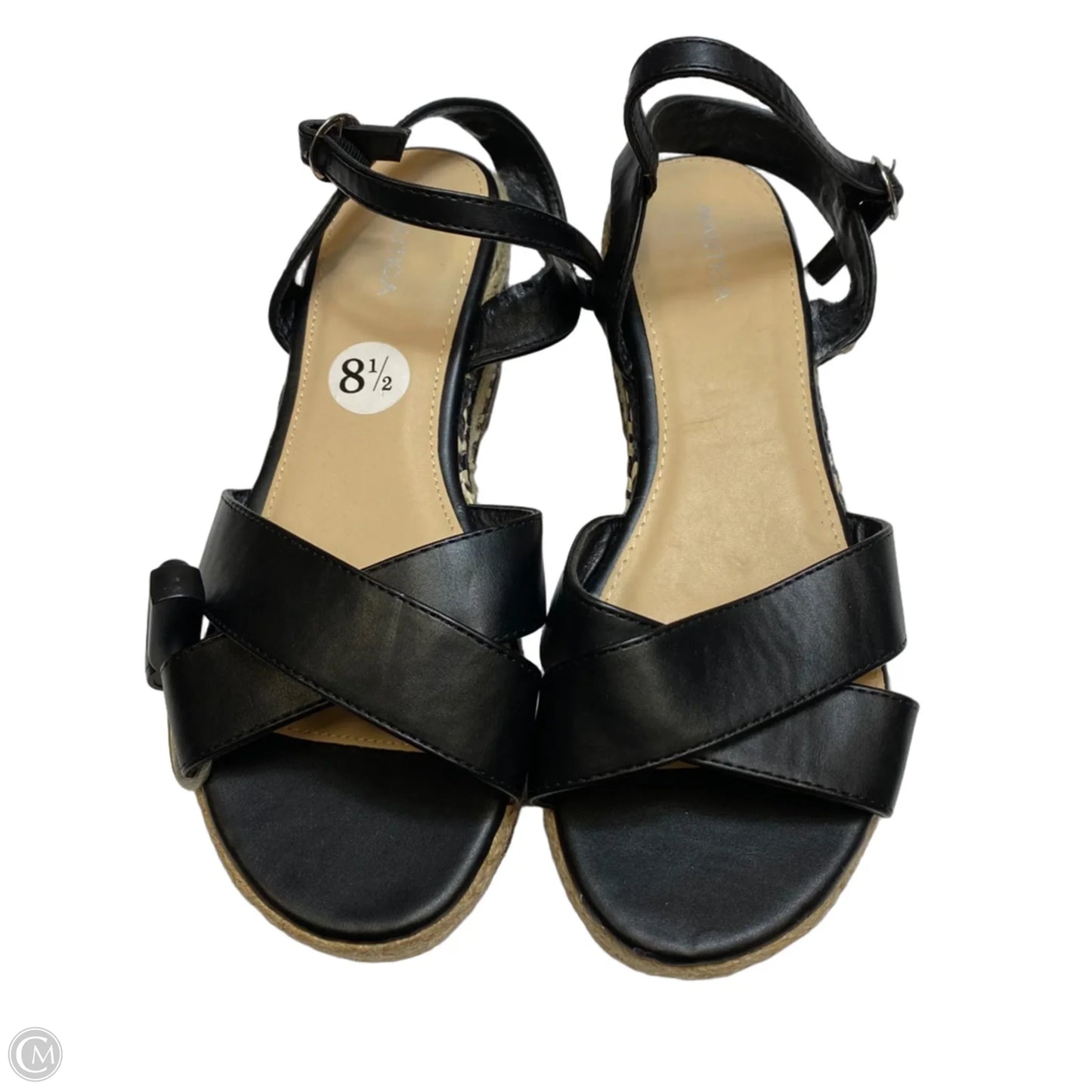 Sandals Heels Wedge By Nautica In Black & Tan, Size: 8.5