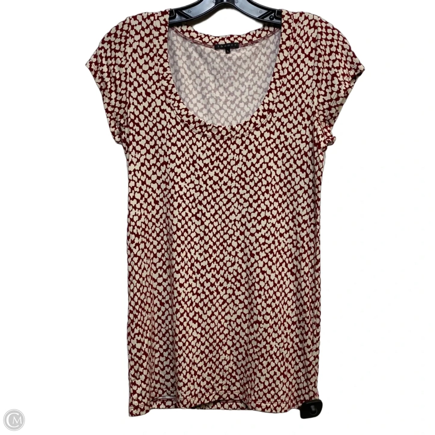 Top Short Sleeve By Theory In Red & White, Size: L