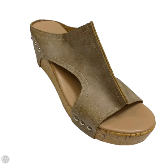 Sandals Heels Wedge By Cmf In Brown, Size: 9.5