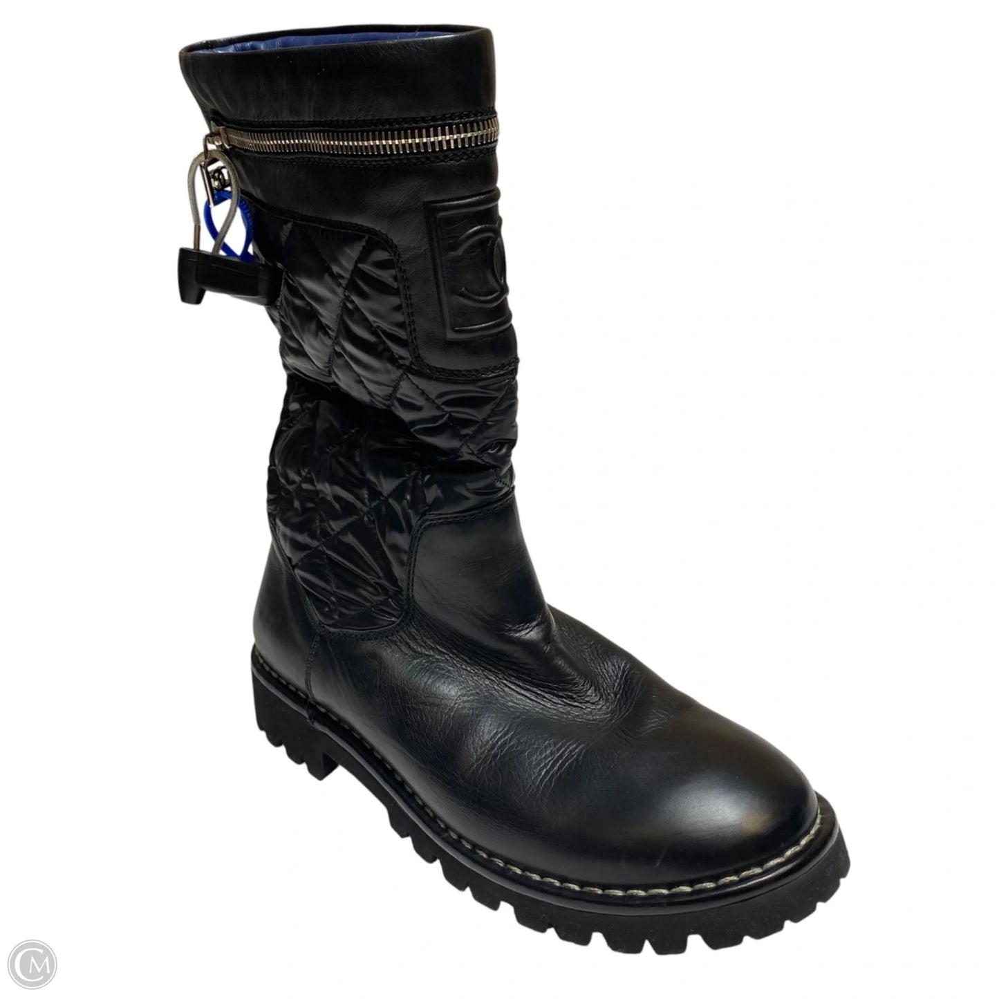 Boots Luxury Designer By Chanel In Black, Size: 9