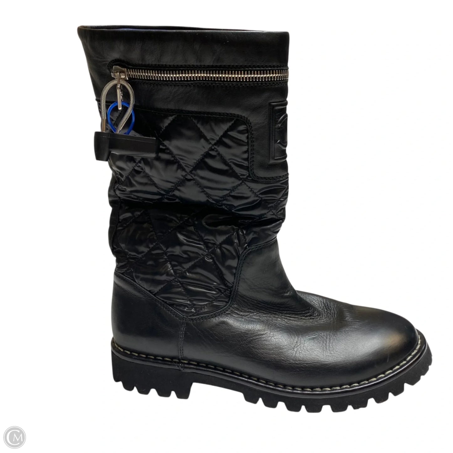 Boots Luxury Designer By Chanel In Black, Size: 9