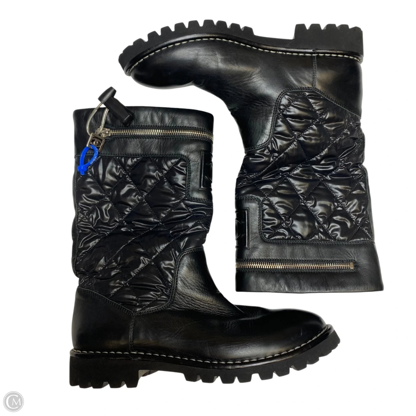 Boots Luxury Designer By Chanel In Black, Size: 9