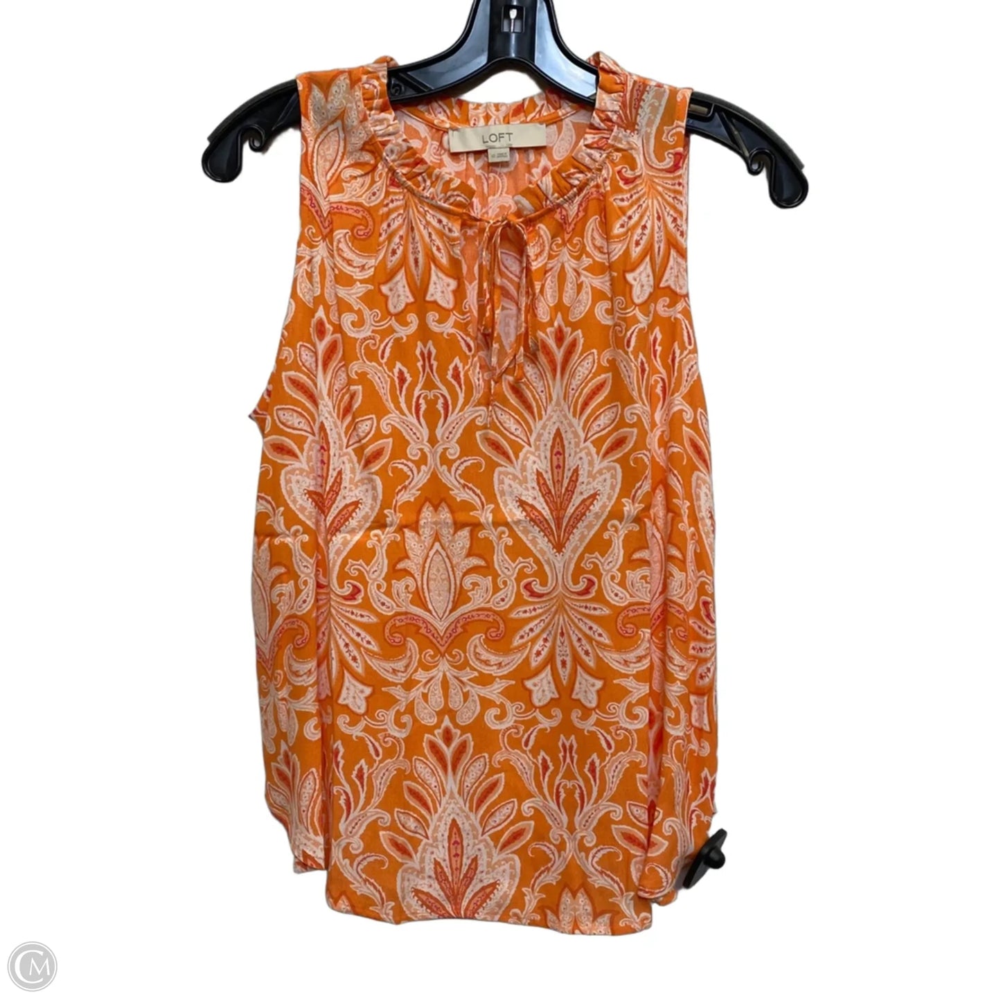 Top Sleeveless By Loft In Orange & White, Size: Xs