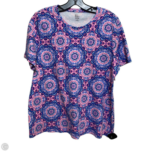 Top Short Sleeve By Kim Rogers In Blue & Pink, Size: Xl