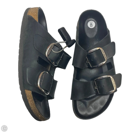 Sandals Flats By Birkenstock In Black, Size: 8